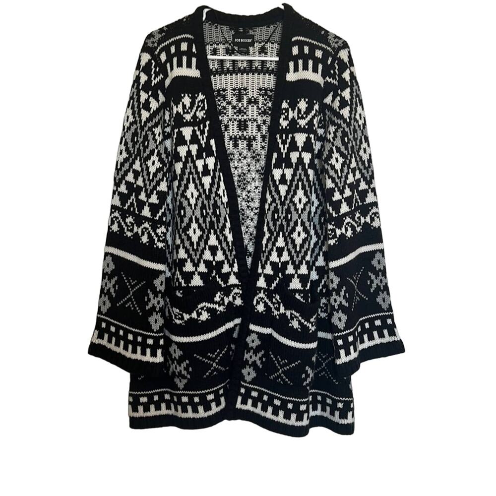 Joe Boxer Sweater Cardigan Xl Black white and grey